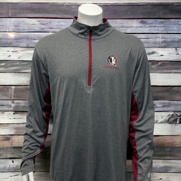 Florida State Seminoles Gray Garnet Colosseum Pullover 1/4 Zip Jacket Shirt XL - Picture 2 of 12